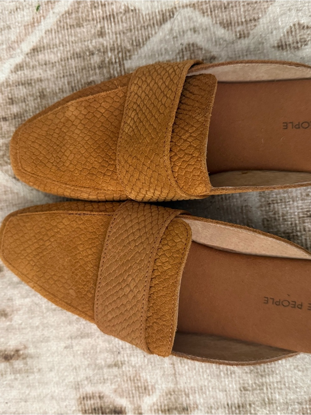 Textured Suede Loafers in Cognac Brown - Picture 2 of 4